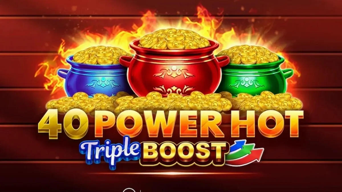 Tampilan visual slot 40 Power Hot Triple Boost dengan simbol klasik dan desain modern
