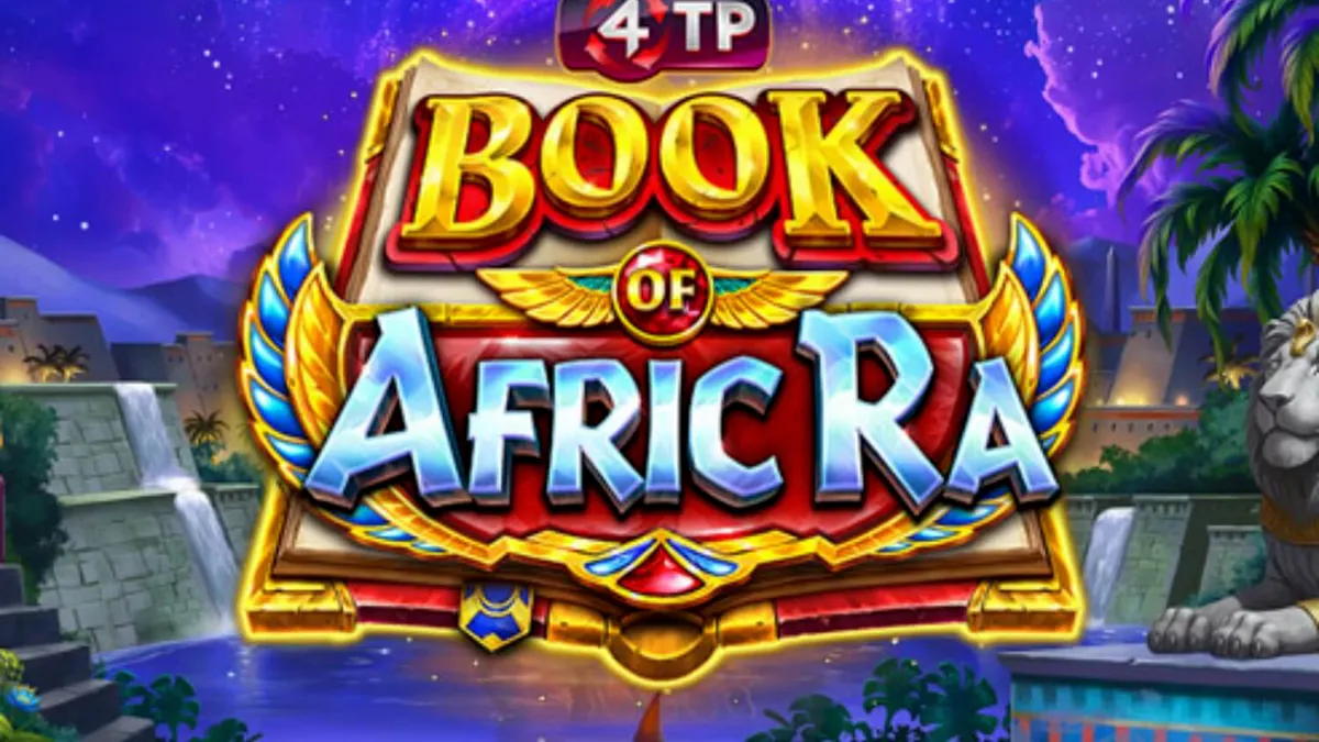 Tampilan visual slot 4TP Book of AfricRa dengan tema hewan Mesir Kuno